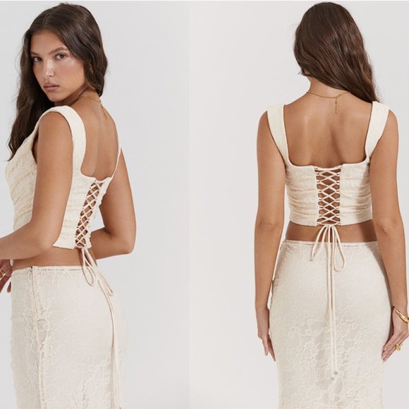 House of CB 'Una' Vintage Cream Lace Corset NWOT - Picture 6 of 8